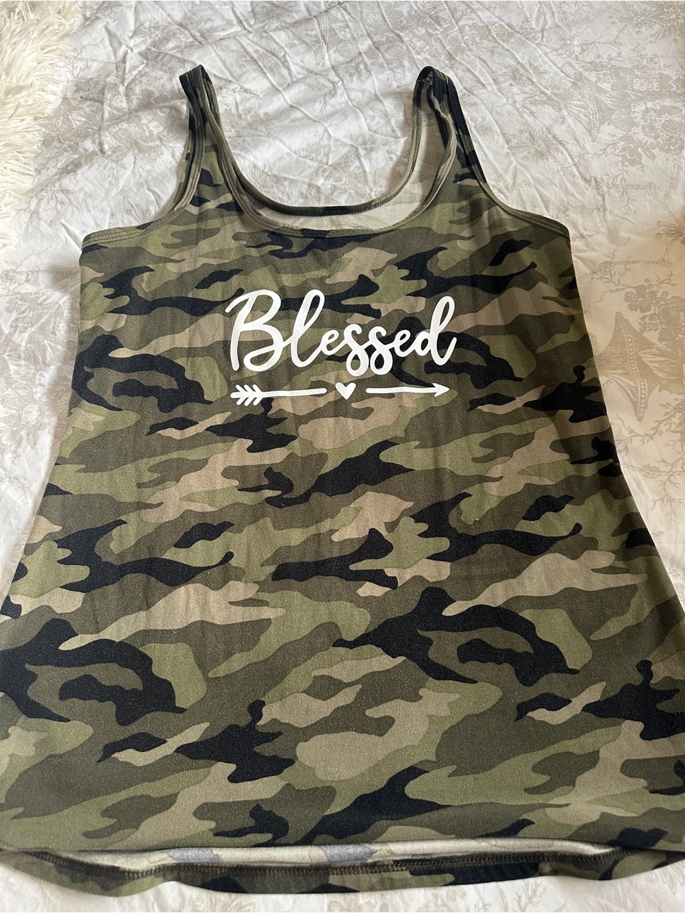 Blessed Camo Tank Top - Olive Green